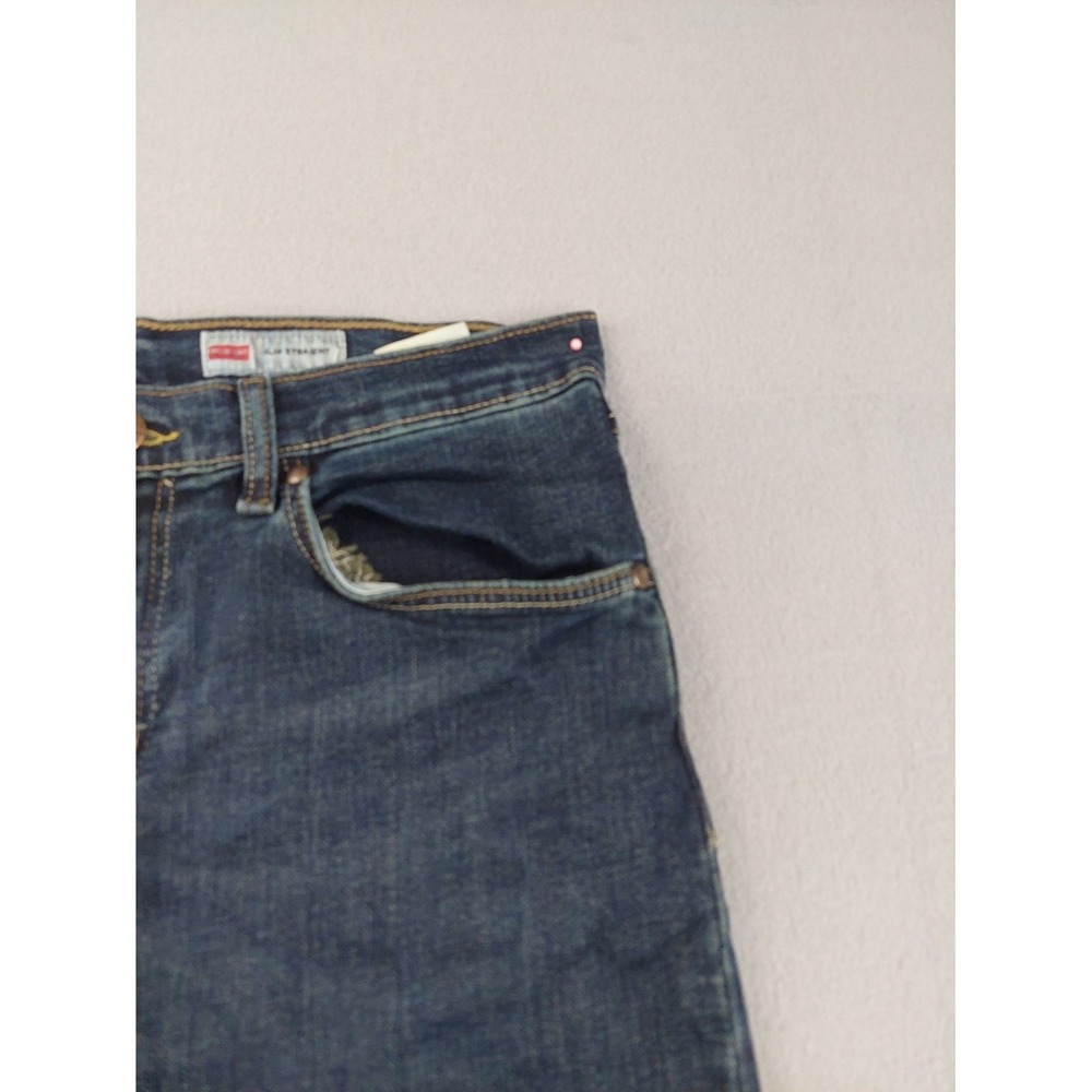 Wrangler Men Jeans 30X32 Blue Zip Button 5 Pockets Stretch Slim Straight Casual - Picture 2 of 16